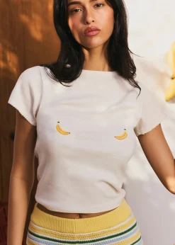 T-shirt en jersey broderies bananes