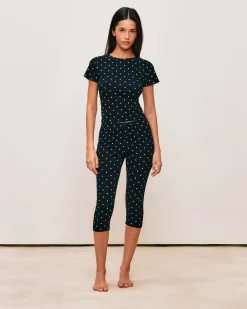 T-shirt en jersey imprimé pois dos nu
