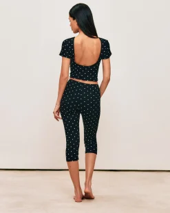 T-shirt en jersey imprimé pois dos nu