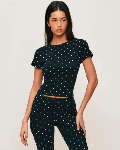 T-shirt en jersey imprimé pois dos nu