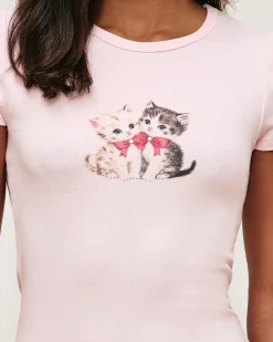 T-shirt jersey motif chaton