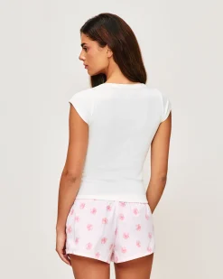T-shirt manches courtes en jersey imprimé hibiscus