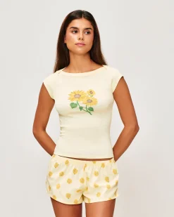 T-shirt manches courtes en jersey imprimé tournesols